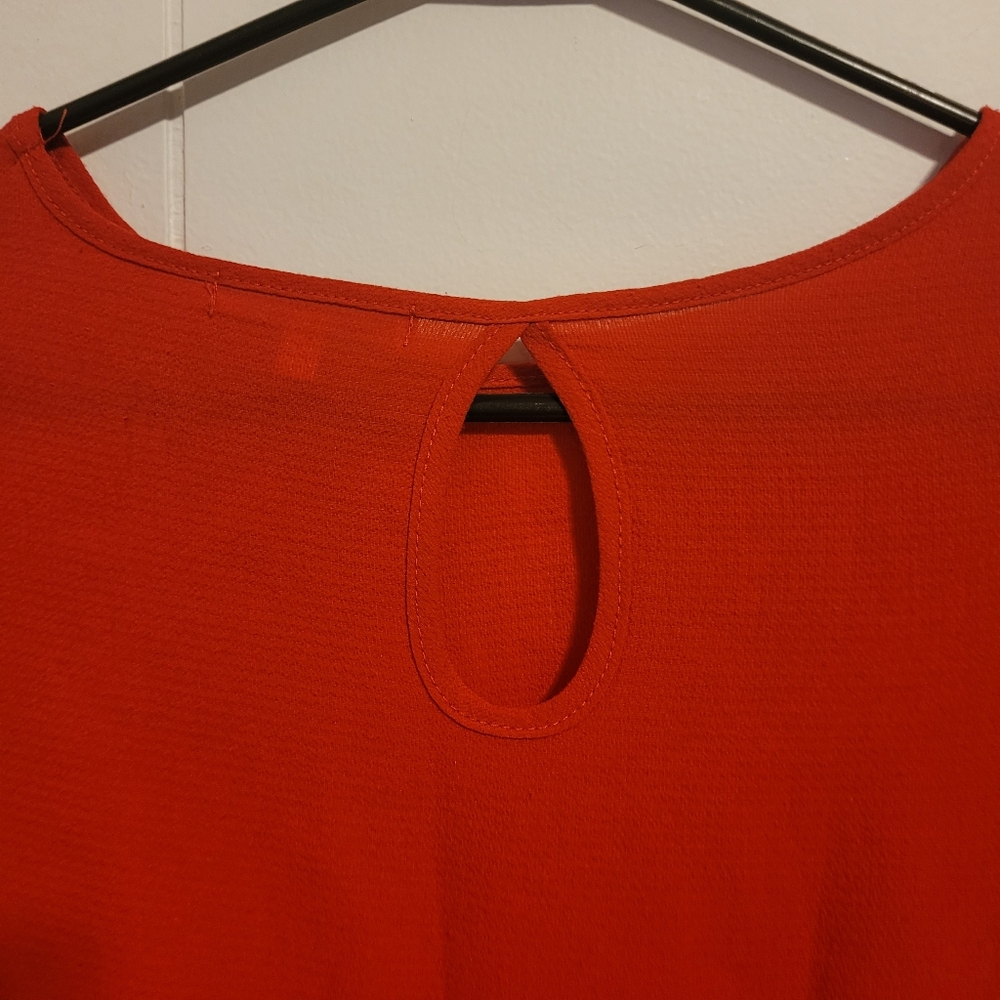 Stella Tweed Red Chiffon Tie Front Blouse - Picture 4 of 10